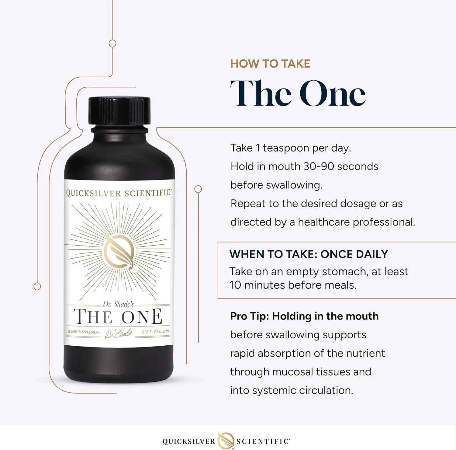 Quicksilver Scientific The ONE Mitochondrial Elixir - Mitochondria Supplement to Support Cellular Health with Phosphatidylcholine, Resveratrol, Reishi Mushroom & CoQ10 Liquid (3.38 Fl oz / 100ml) - TrustMedUSA