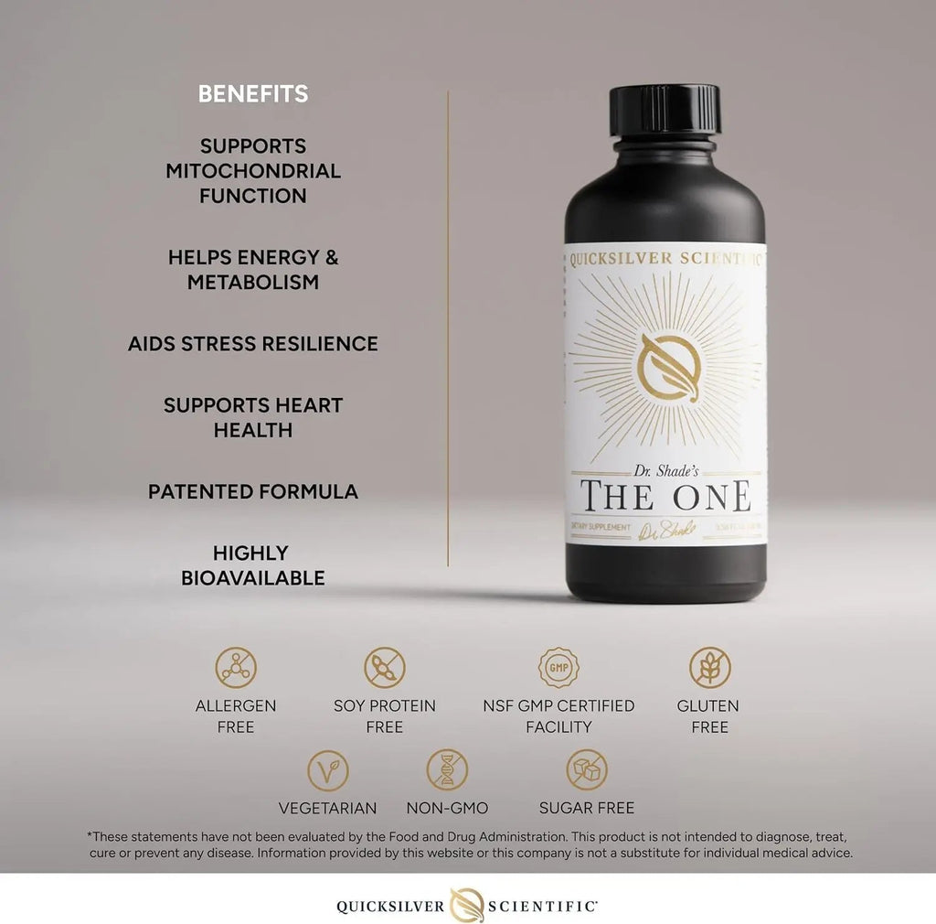 Quicksilver Scientific The ONE Mitochondrial Elixir - Mitochondria Supplement to Support Cellular Health with Phosphatidylcholine, Resveratrol, Reishi Mushroom & CoQ10 Liquid (3.38 Fl oz / 100ml) - TrustMedUSA