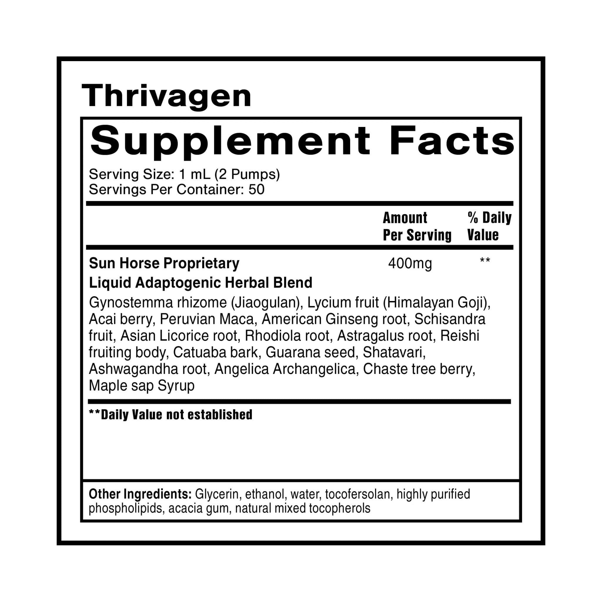 Quicksilver Scientific Thrivagen - Women's Health Supplement with 15 Energy, Hormone Balance & Adrenal Support Botanicals - Adaptogenic Herbs with Shatavari, Rhodiola & Maca Root (1.7oz / 50ml) - TrustMedUSA