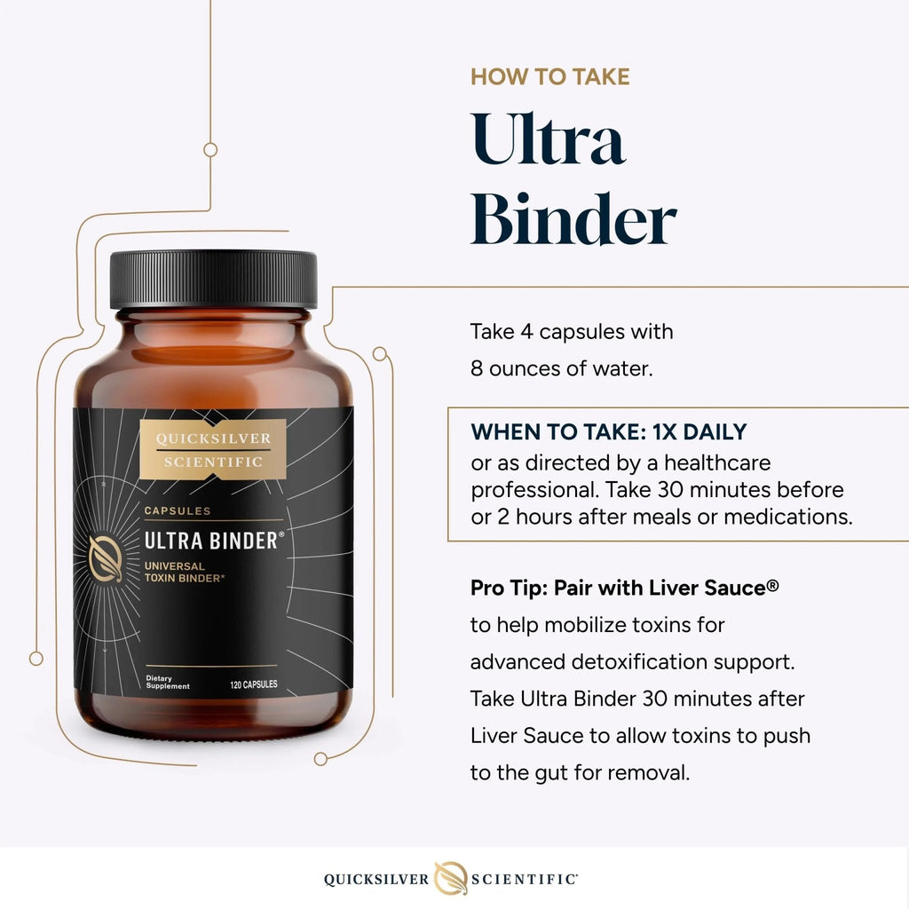 Quicksilver Scientific Ultra Binder - Multi Toxin Binder with Bentonite Clay Powder, Zeolite Detox & Charcoal - Supplement for Gut Support & The Body's Toxin Removal Process (120 Capsules) - TrustMedUSA
