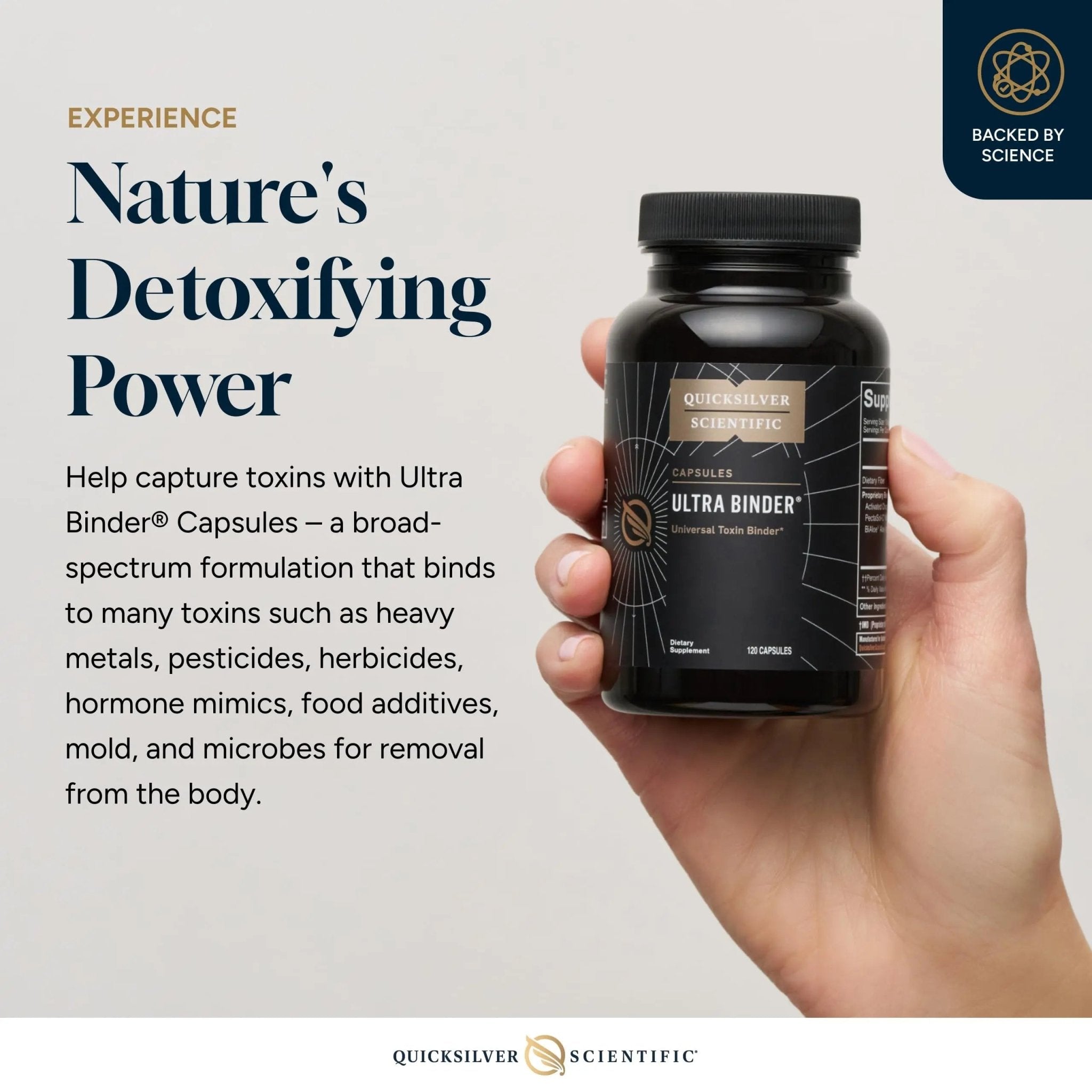 Quicksilver Scientific Ultra Binder - Multi Toxin Binder with Bentonite Clay Powder, Zeolite Detox & Charcoal - Supplement for Gut Support & The Body's Toxin Removal Process (120 Capsules) - TrustMedUSA