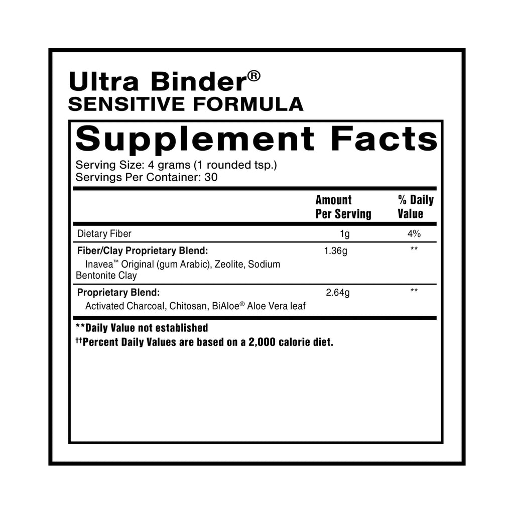 Quicksilver Scientific Ultra Binder Sensitive Formula - Gut Health Supplement with Activated Charcoal, Bentonite Clay - Cleansing Support Powder (120g) - TrustMedUSA