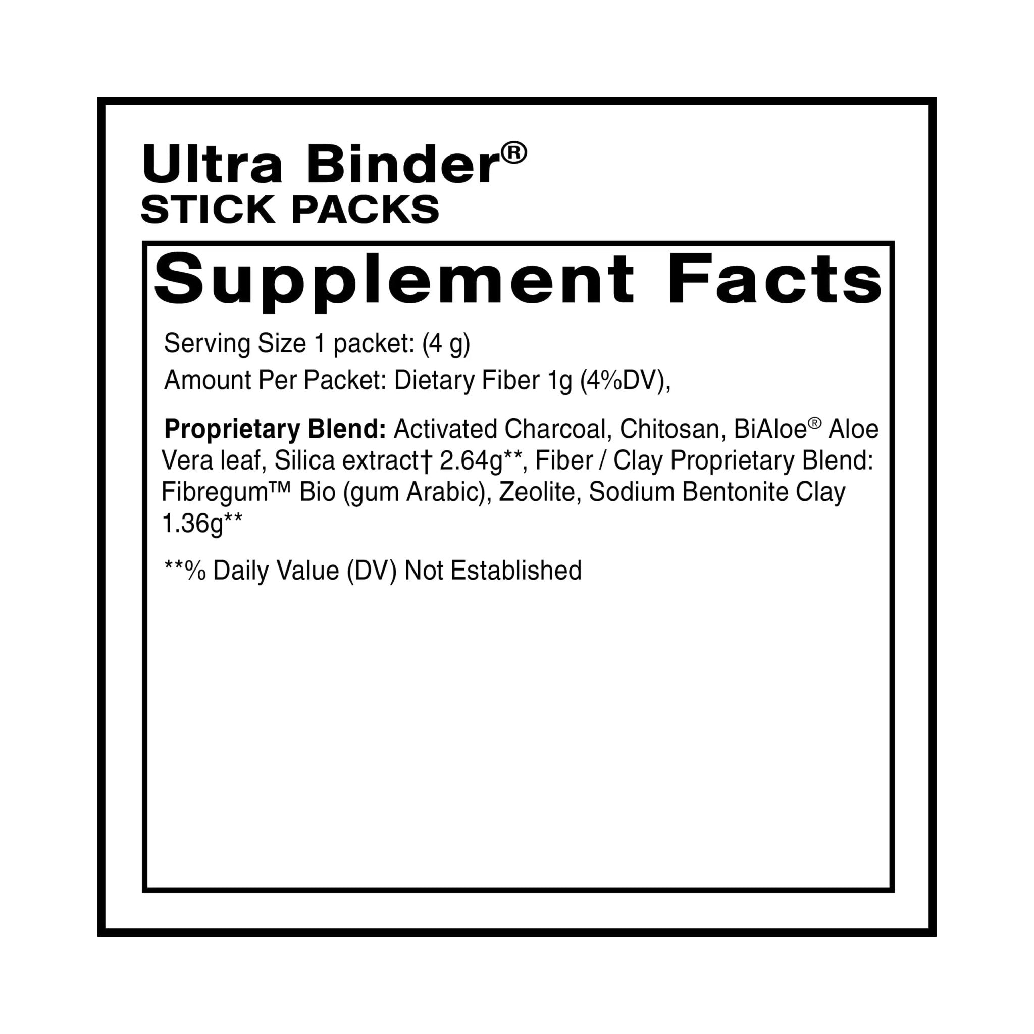Quicksilver Scientific Ultra Binder Stick Packets - Multi Binder with Bentonite Clay Powder, Zeolite Detox & Charcoal - Supplement for Gut Support & The Body's Toxin Removal Process (20 Sticks) - TrustMedUSA