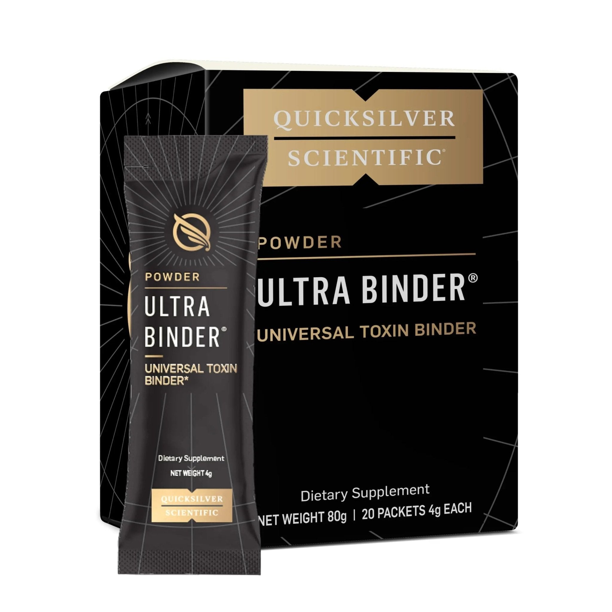 Quicksilver Scientific Ultra Binder Stick Packets - Multi Binder with Bentonite Clay Powder, Zeolite Detox & Charcoal - Supplement for Gut Support & The Body's Toxin Removal Process (20 Sticks) - TrustMedUSA