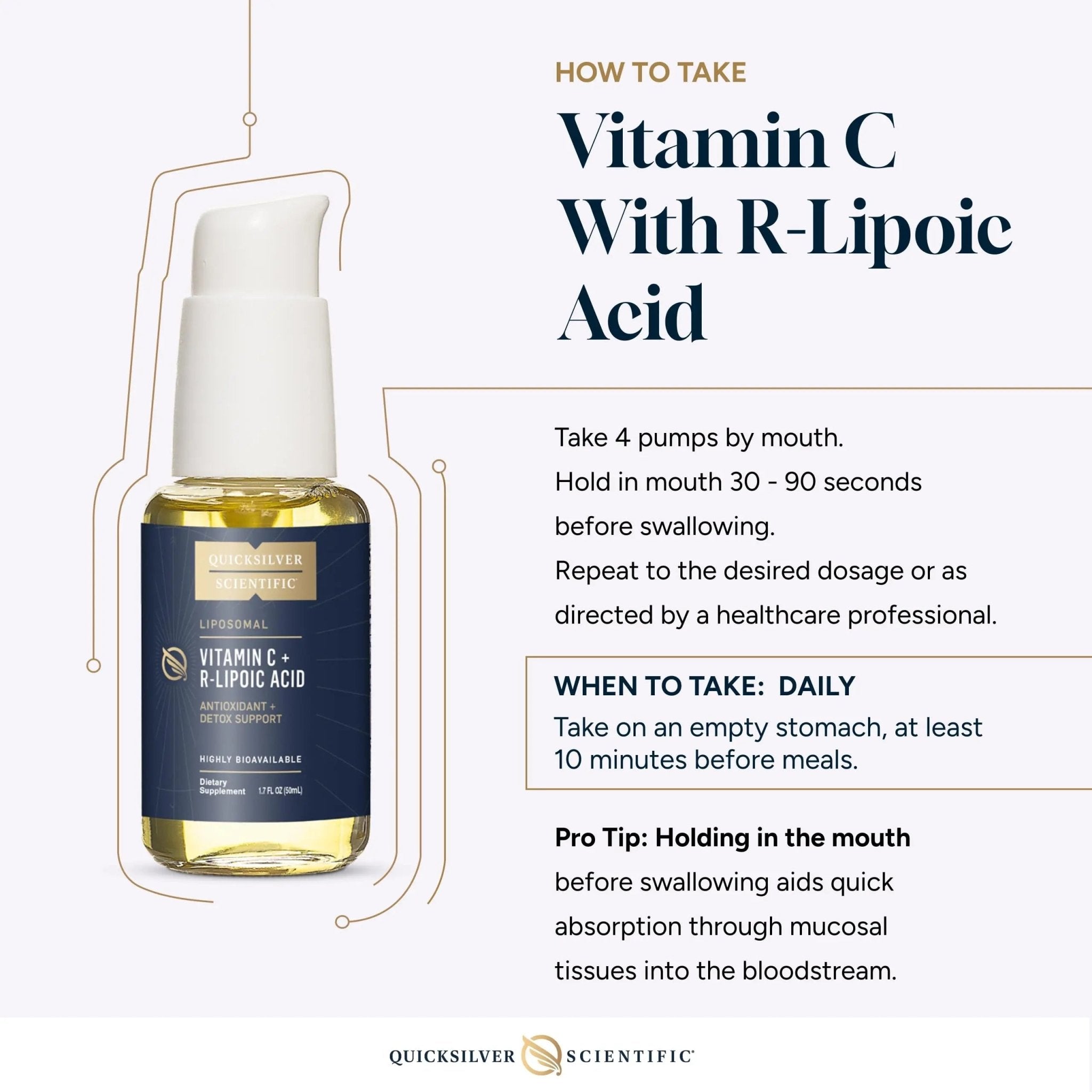 Quicksilver Scientific Vitamin C + R Lipoic Acid - Liposomal Vitamin C with RLA - Antioxidant, Detox & Immune Support Supplement - with Superior Absorption (50 ml) - TrustMedUSA