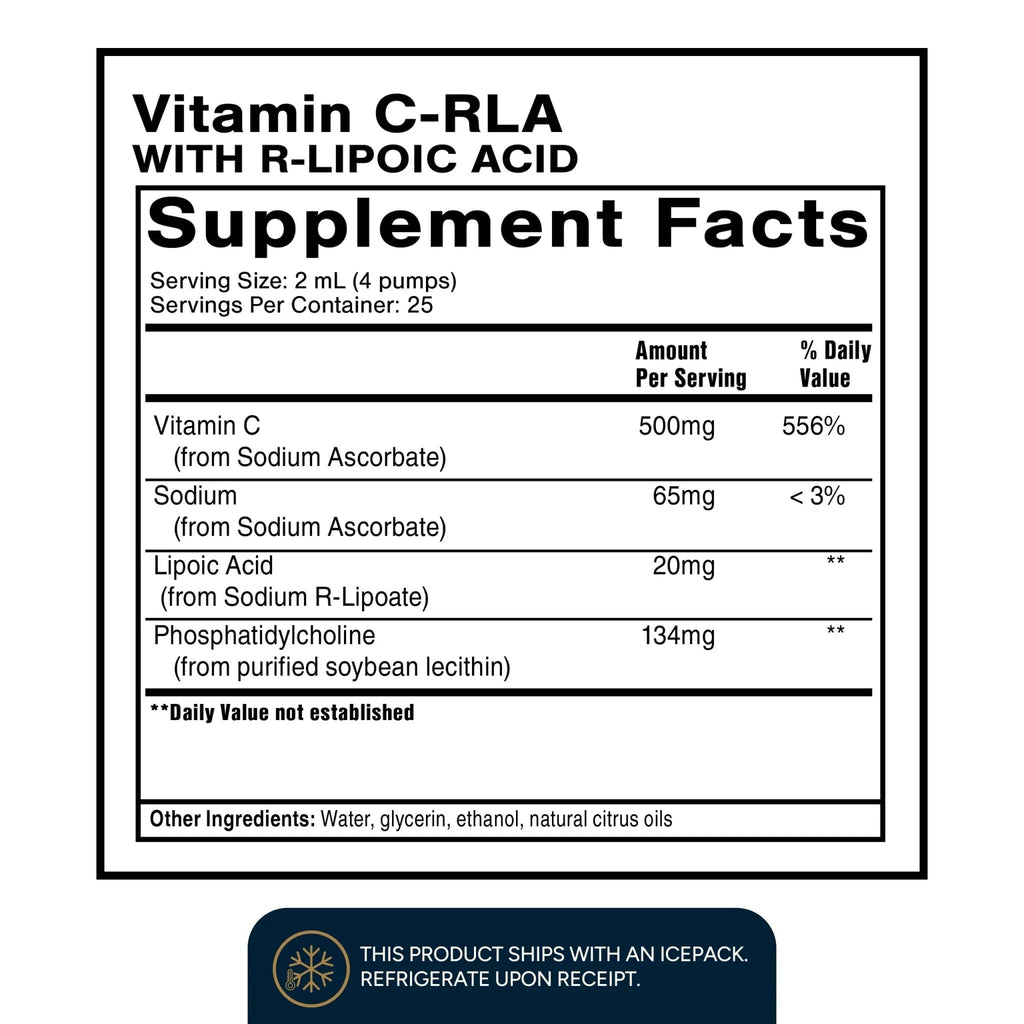 Quicksilver Scientific Vitamin C + R Lipoic Acid - Liposomal Vitamin C with RLA - Antioxidant, Detox & Immune Support Supplement - with Superior Absorption (50 ml) - TrustMedUSA
