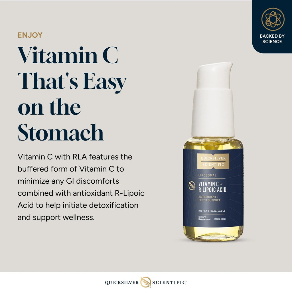 Quicksilver Scientific Vitamin C + R Lipoic Acid - Liposomal Vitamin C with RLA - Antioxidant, Detox & Immune Support Supplement - with Superior Absorption (50 ml) - TrustMedUSA