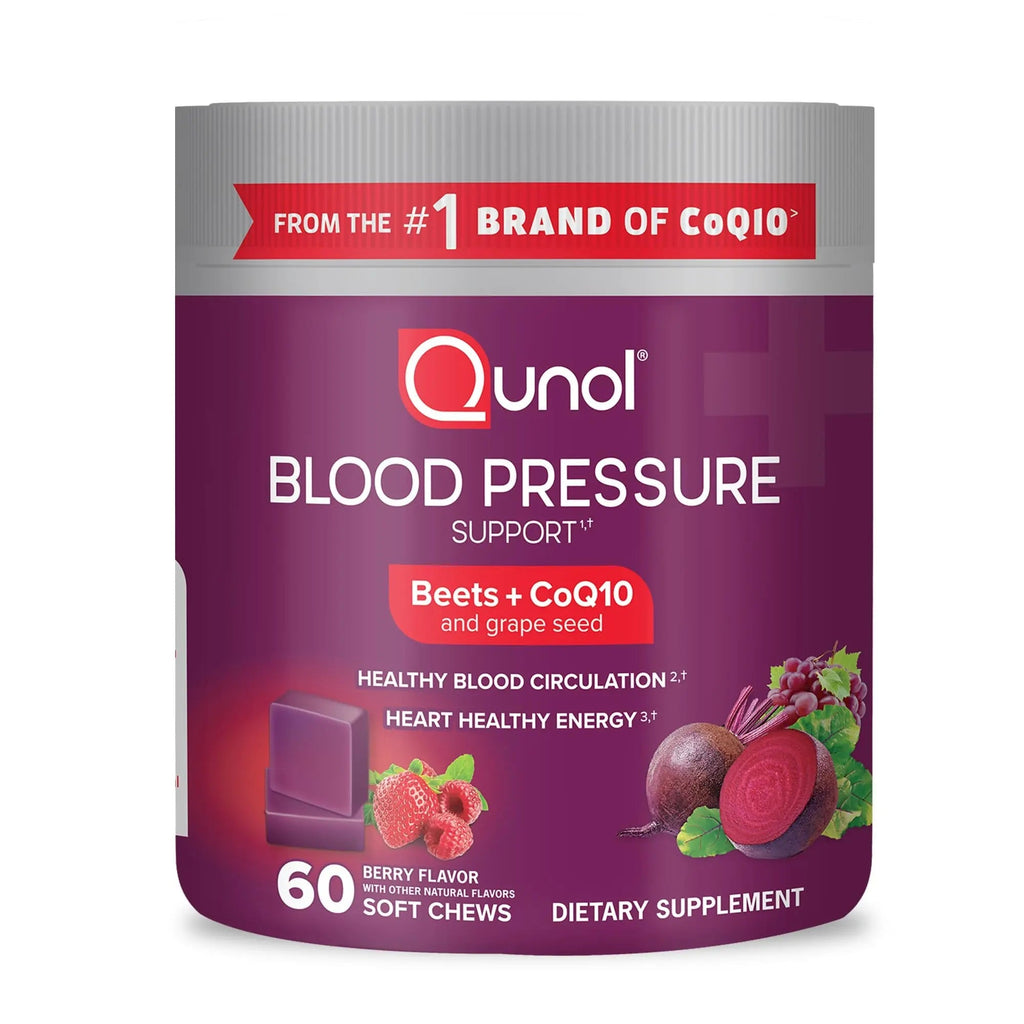 Qunol Beets Chews for Blood Pressure Support, 3 in 1 Beets + CoQ10 + Grape Seed Extract - TrustMedUSA