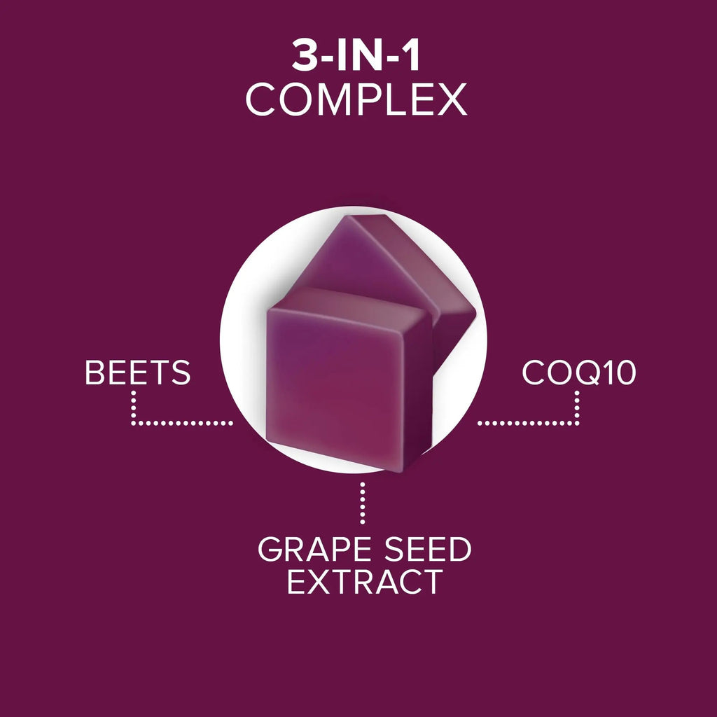 Qunol Beets Chews for Blood Pressure Support, 3 in 1 Beets + CoQ10 + Grape Seed Extract, - TrustMedUSA
