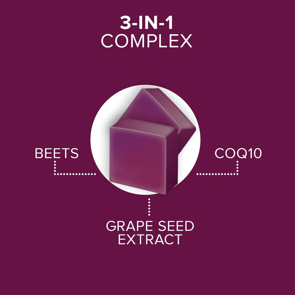 Qunol Beets Chews for Blood Pressure Support, 3 in 1 Beets + CoQ10 + Grape Seed Extract - TrustMedUSA