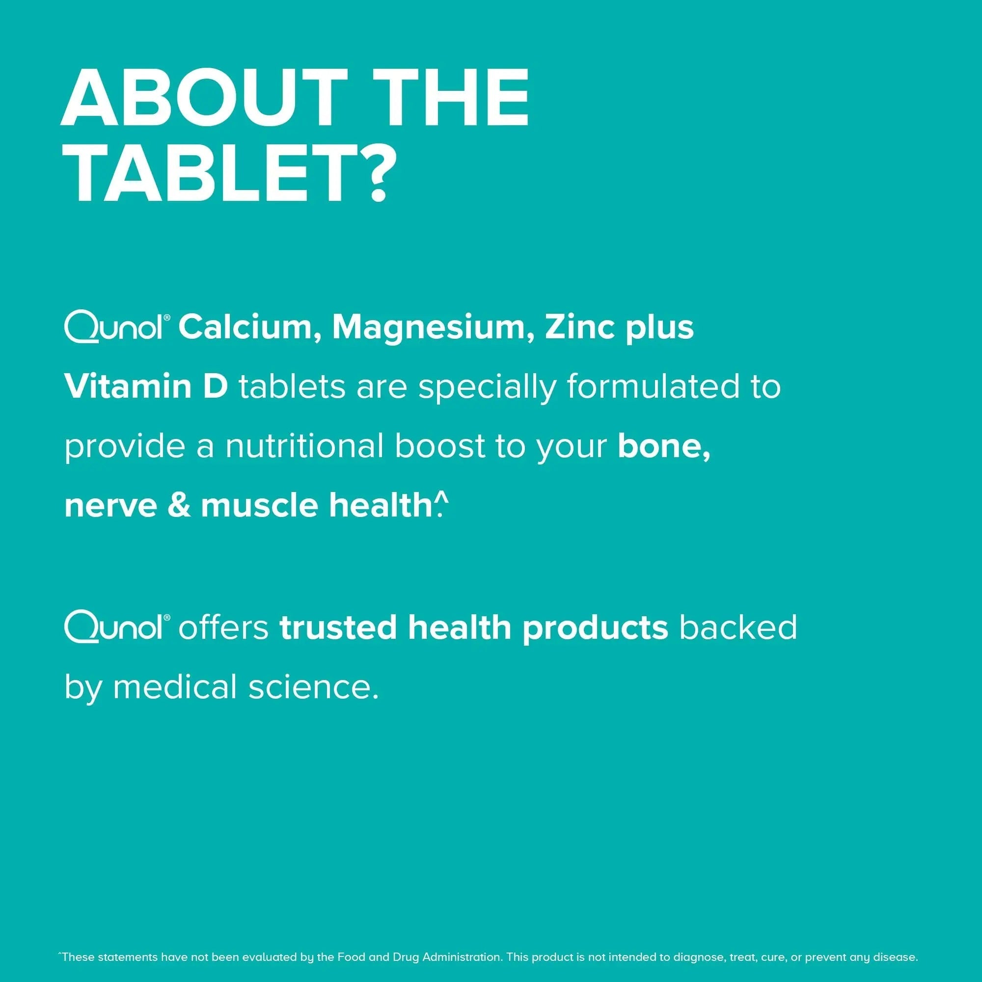 Qunol Calcium 3 in 1 Tablets with Calcium, Magnesium & Zinc for Immune Support, Bone - TrustMedUSA