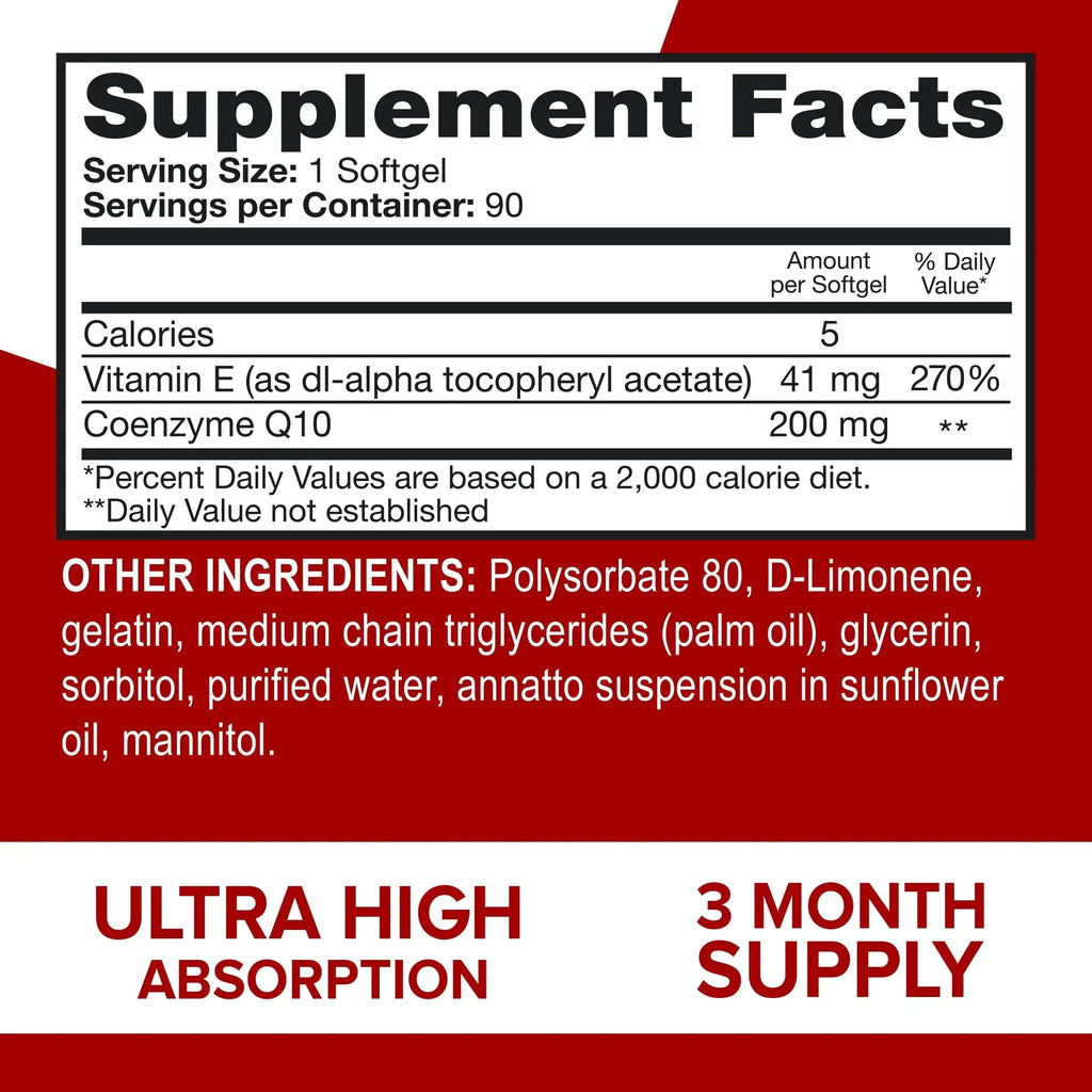 Qunol CoQ10 200mg Softgels, Ultra CoQ10 - Ultra High Absorption Coenzyme Q10 - TrustMedUSA