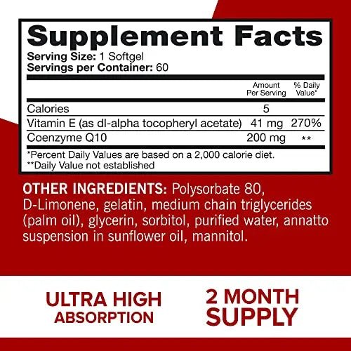 Qunol CoQ10 200mg Softgels, Ultra CoQ10 - Ultra High Absorption Coenzyme Q10 Supplem - TrustMedUSA