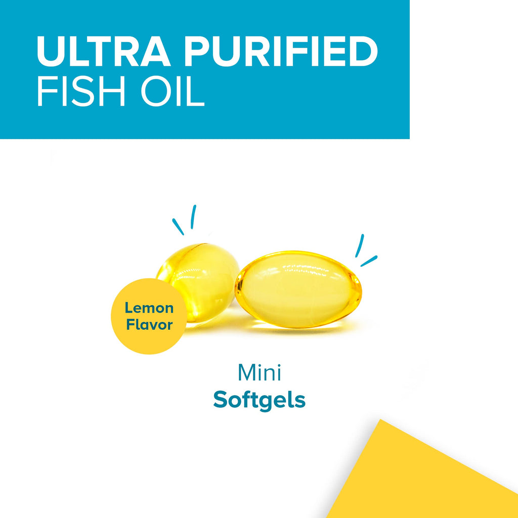 Qunol Fish Oil Omega 3 Mini Softgels, 1000mg Omega 3 EPA + DHA, Ultra Pure Supplements, Heart Health Support, Lemon Flavor - TrustMedUSA