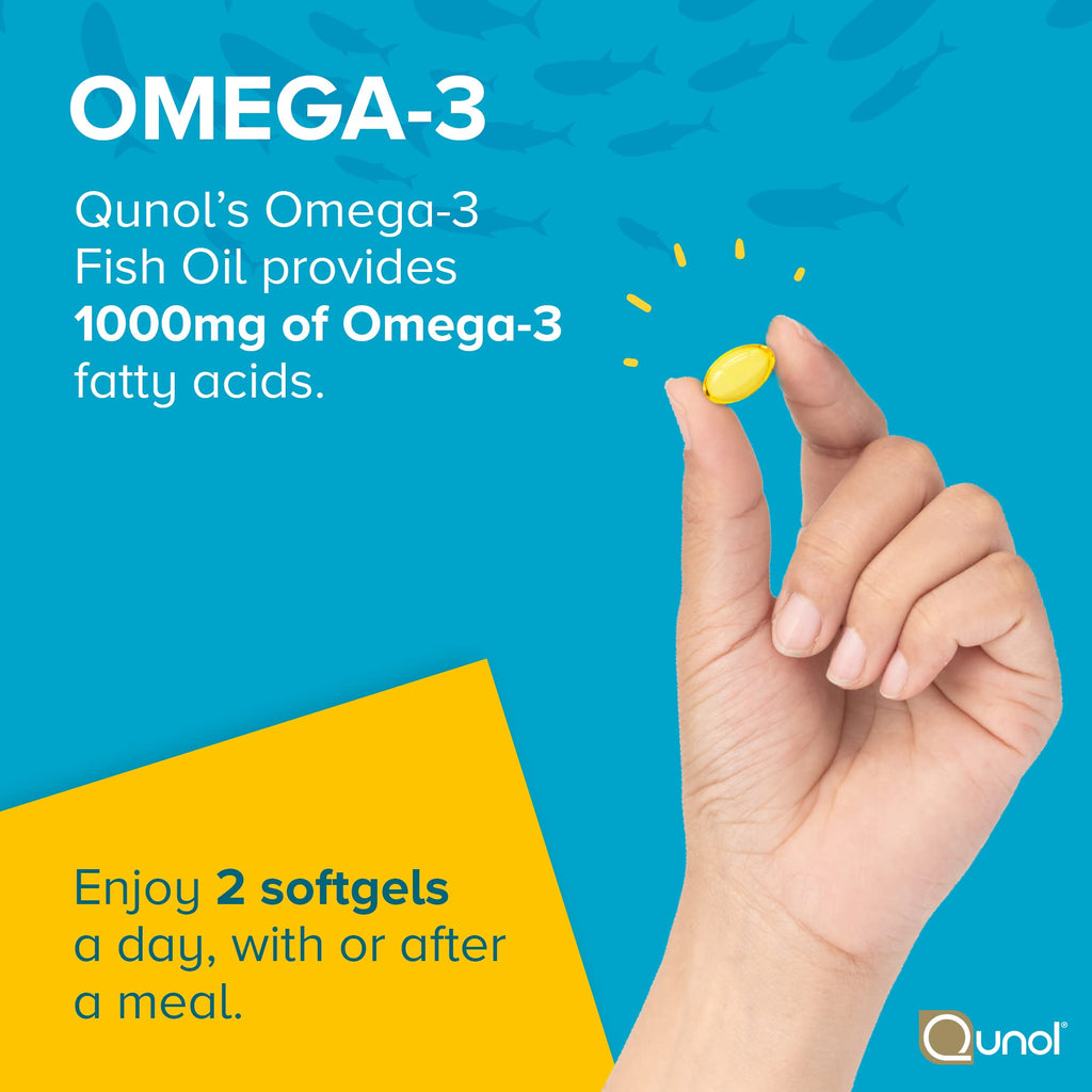 Qunol Fish Oil Omega 3 Mini Softgels, 1000mg Omega 3 EPA + DHA, Ultra Pure Supplements, Heart Health Support, Lemon Flavor - TrustMedUSA