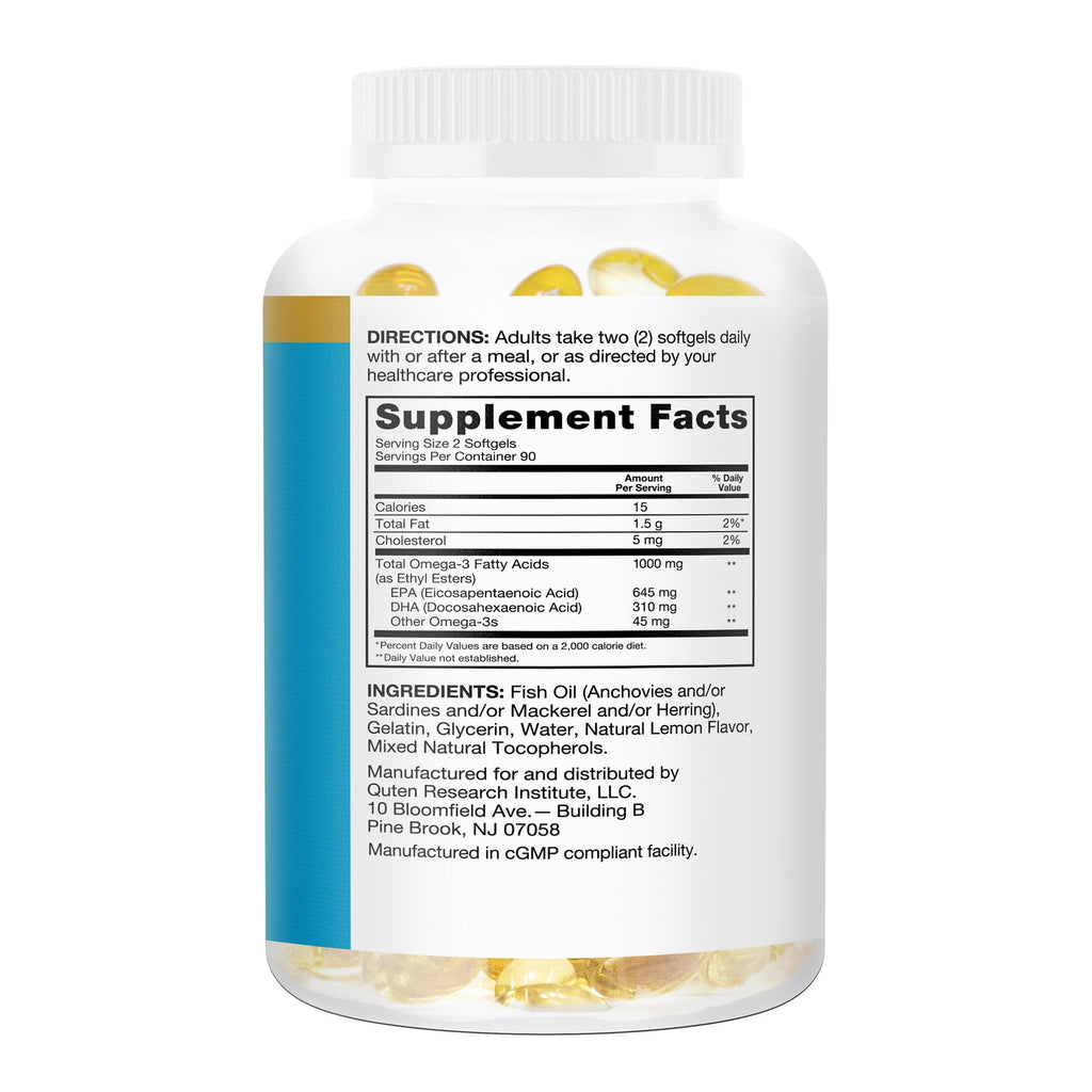 Qunol Fish Oil Omega 3 Mini Softgels, 1000mg Omega 3 EPA + DHA, Ultra Pure Supplements, Heart Health Support, Lemon Flavor - TrustMedUSA