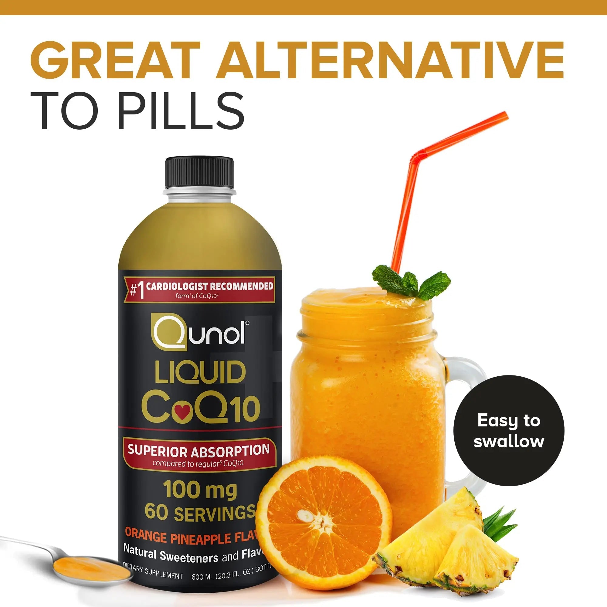 Qunol Liquid CoQ10 100mg, Superior Absorption Natural Supplement Form of Coenzyme - TrustMedUSA