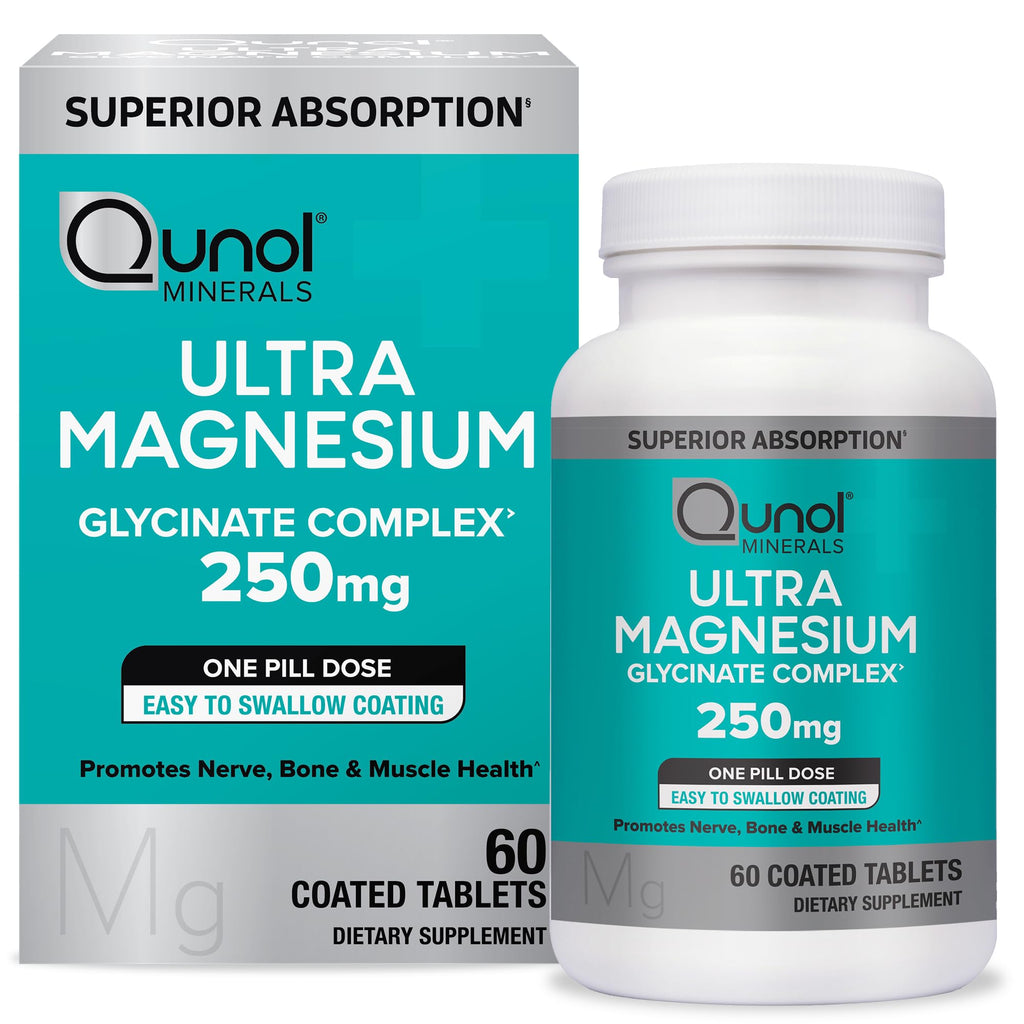 Qunol Magnesium Glycinate Complex, Gentle on Stomach, 250mg One Pill Dose, Superior-Absorption Magnesium, Nerve - TrustMedUSA