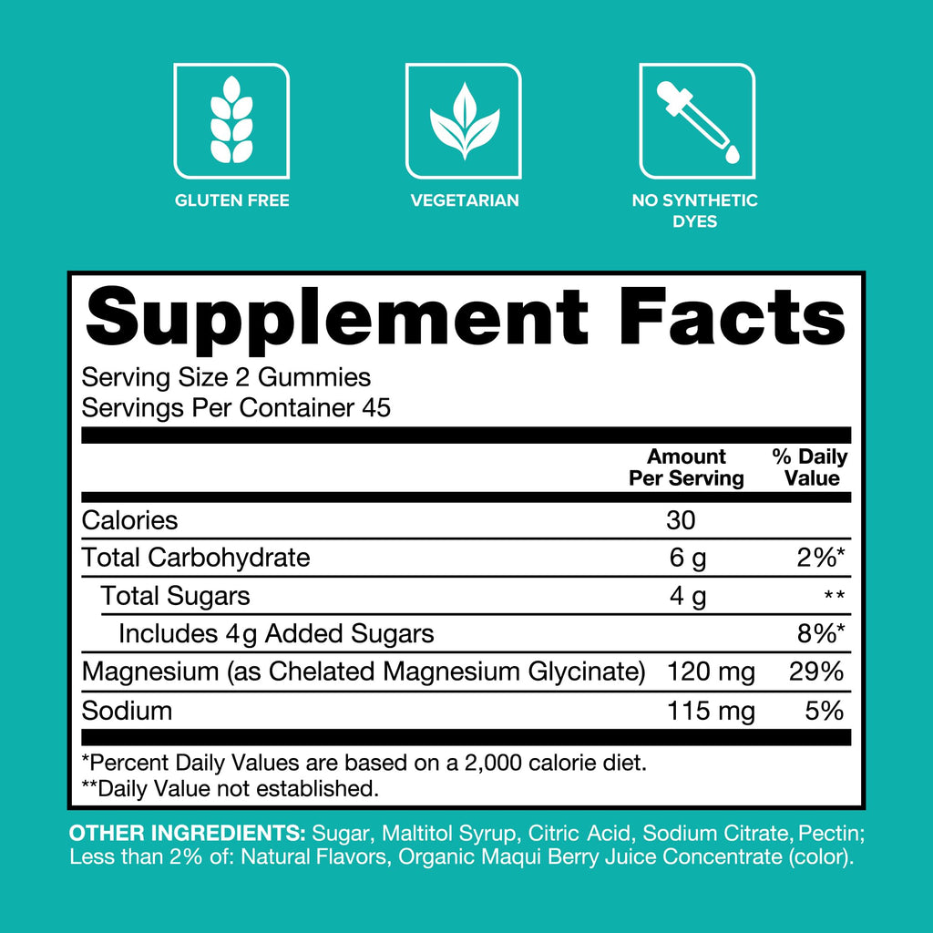 Qunol Magnesium Glycinate Gummies, 120mg of Magnesium Glycinate, High Absorption, Mixed Berry, 90 Count (Pack of 1) - TrustMedUSA