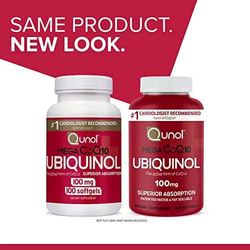Qunol Mega Ubiquinol 100mg CoQ10, Superior Absorption, Patented Water and Fat Soluble - TrustMedUSA