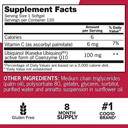 Qunol Mega Ubiquinol CoQ10 100mg Softgels- Superior Absorption - Active form - TrustMedUSA