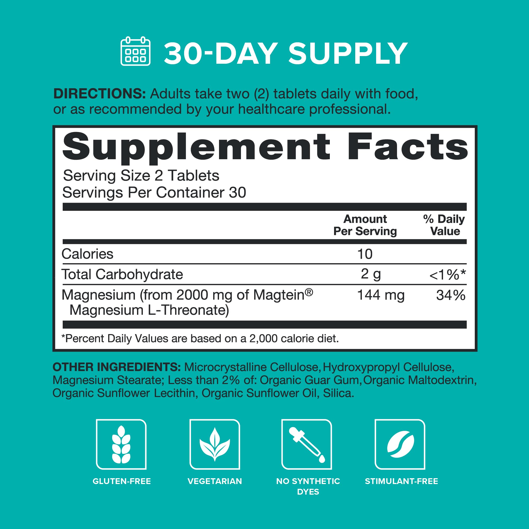 Qunol Q-Mag Magnesium L-Threonate Tablets, 2000mg of Magtein to Help Support Cognitive Performance, Improve Mental Alertness & Productivity, Supports Restful Sleep, High Absorption, 60 Count - TrustMedUSA