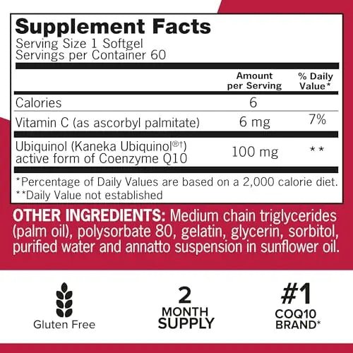 Qunol Ubiquinol CoQ10 100mg Softgels, Qunol Mega Ubiquinol 100mg - Superior Absorpti - TrustMedUSA