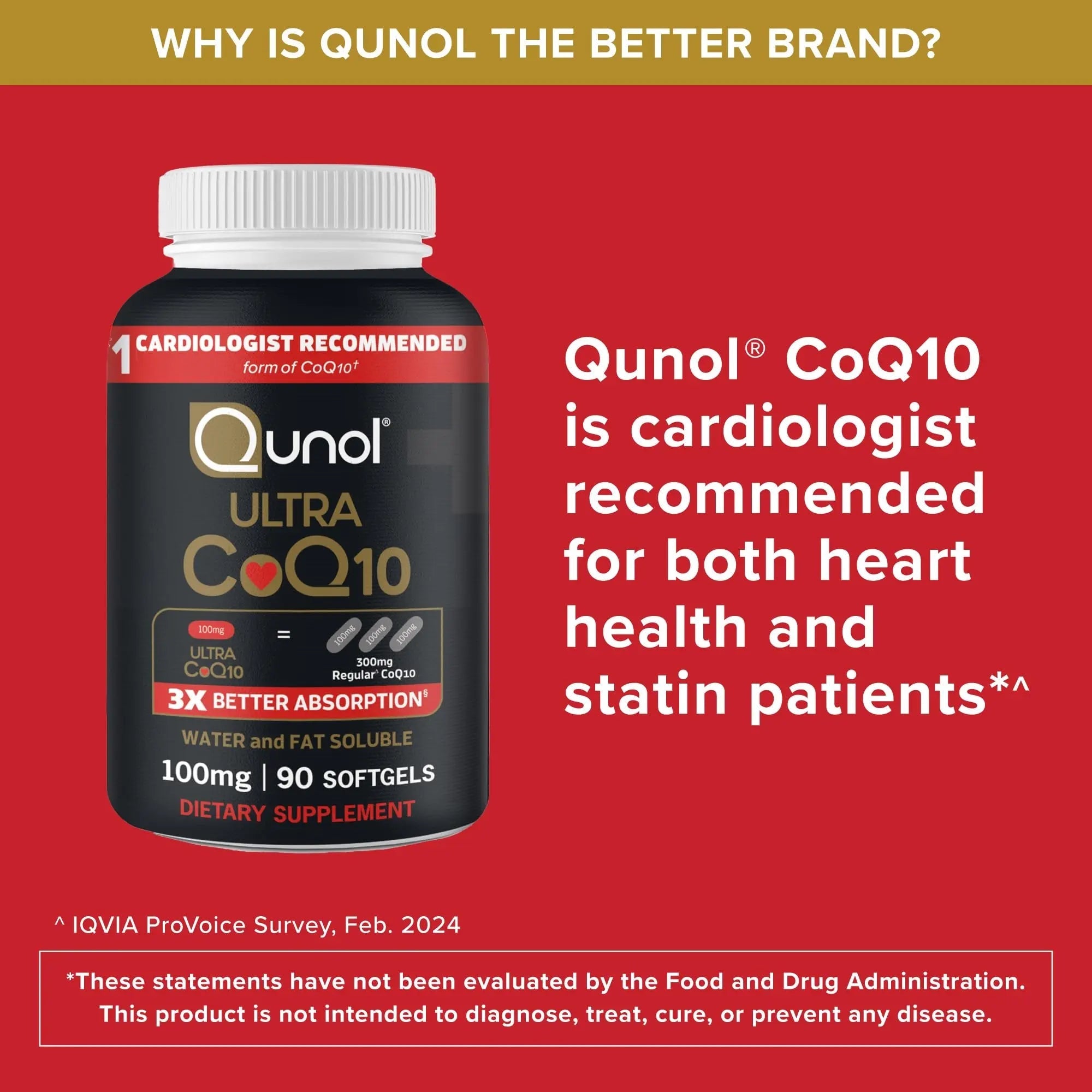 Qunol Ultra CoQ10 100mg Softgels- 3x Better Absorption, Antioxidant for Heart Health & Energy Production, Coenzyme Q10 Vitamins - TrustMedUSA
