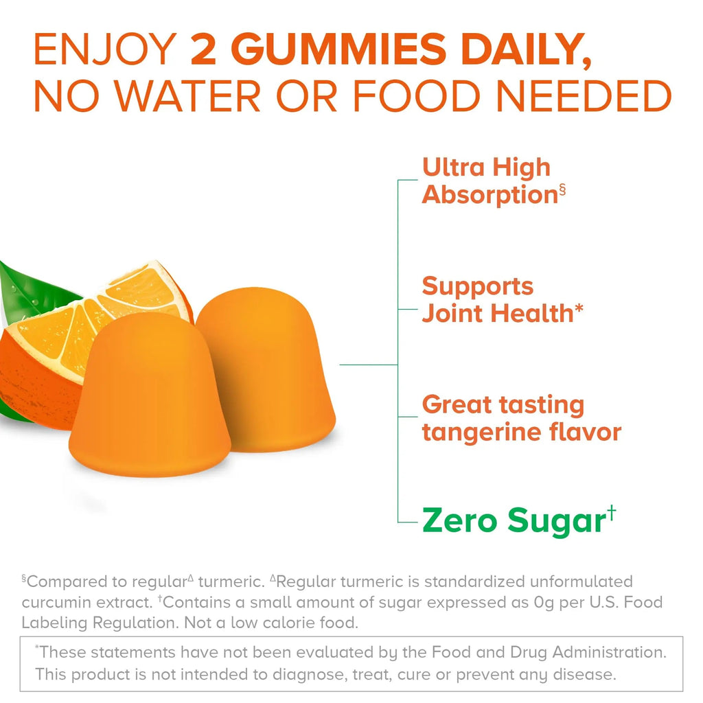 Qunol Zero Sugar Turmeric Gummies, Gummy with 500mg Turmeric Curcumin, Joint Support Supplement, Ultra High Absorption Tumeric Curcumin, - TrustMedUSA
