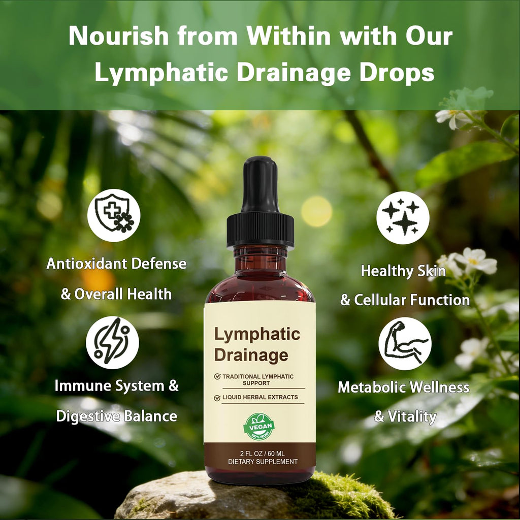 QYGCHUSIN Lymphatic Drainage Drops 2000mg Herbal Blend with Elderberry Echinacea Dandelion Supports Lymphatic System Immune Health 2 fl oz - Maple Wellness Supplements