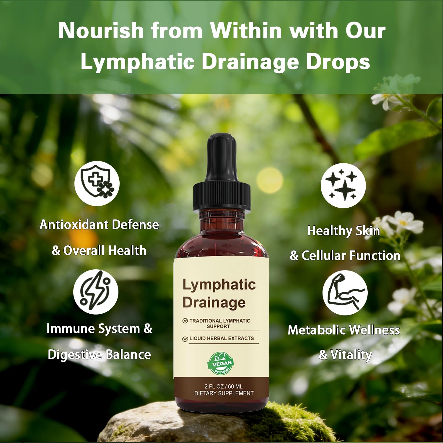 QYGCHUSIN Lymphatic Drainage Drops 2000mg Herbal Blend with Elderberry Echinacea Dandelion Supports Lymphatic System Immune Health 2 fl oz - Maple Wellness Supplements