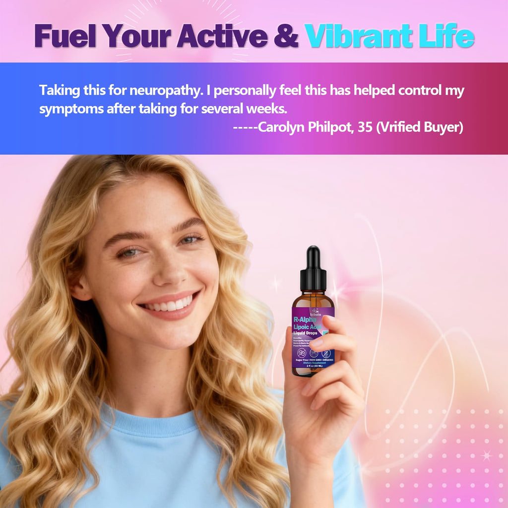R Alpha Lipoic Acid 600mg Liquid Drops for Neuropathy, Advanced 11-in-1 Stabilized R-ALA Supplement w. Benfotiamine Acetyl L-Carnitine Vitamin C E for Antioxidant Nerve Brain Energy Health Non GMO - TrustMedUSA