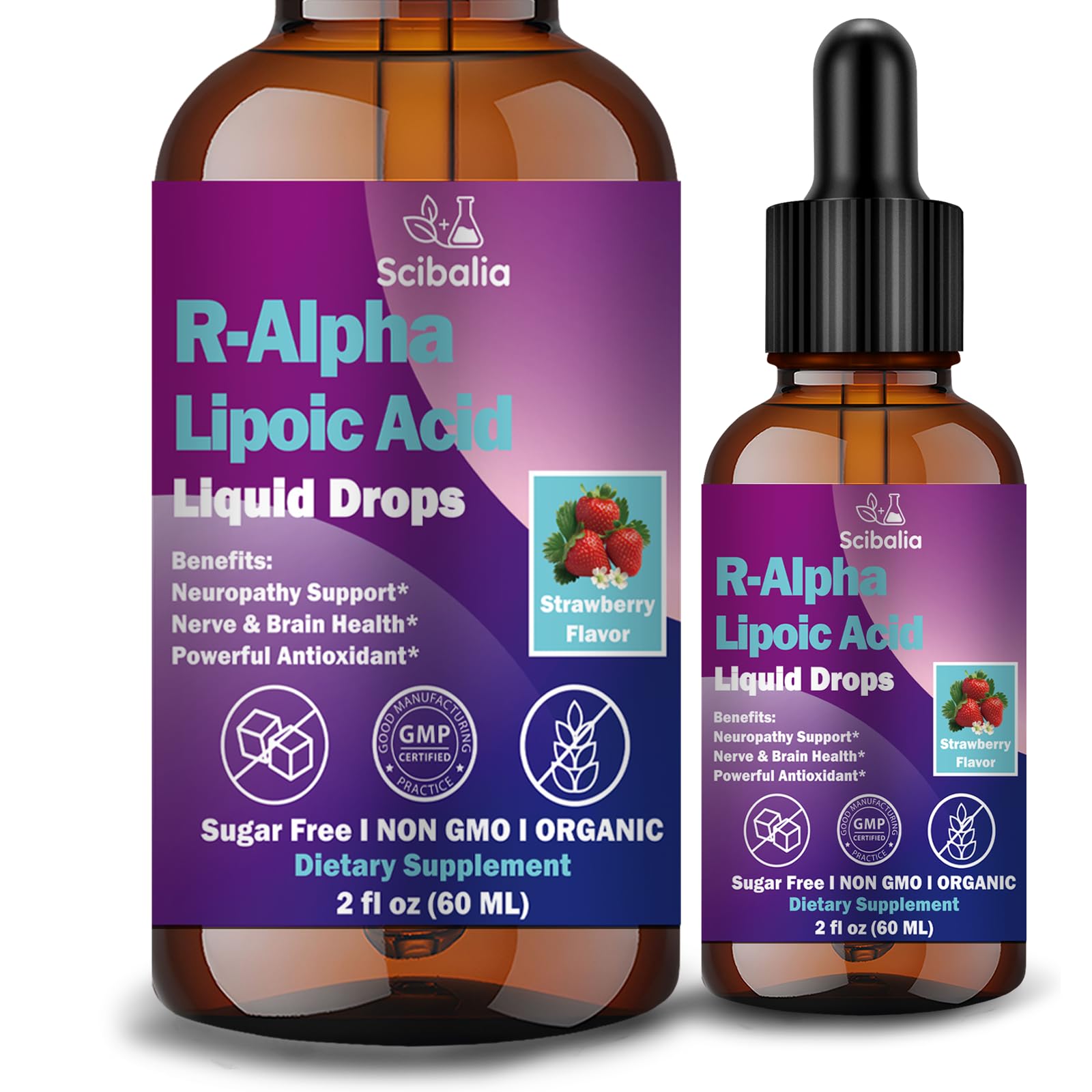 R Alpha Lipoic Acid 600mg Liquid Drops for Neuropathy, Advanced 11-in-1 Stabilized R-ALA Supplement w. Benfotiamine Acetyl L-Carnitine Vitamin C E for Antioxidant Nerve Brain Energy Health Non GMO - TrustMedUSA