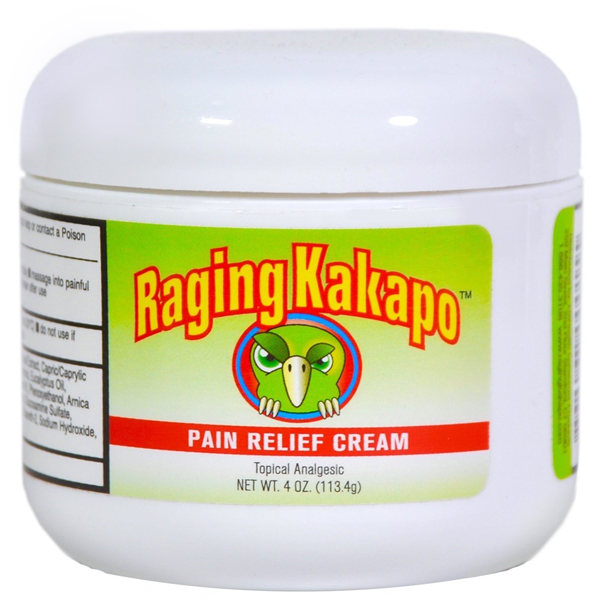 Raging Kakapo Pain Relief Cream - Sore Muscles, Joint Pain & Aches - Odor Free, Non-Greasy Pain Cream - Histamine Dihydrochloride, Capsaicin, Emu Oil & More - 4 oz. Jar - TrustMedUSA
