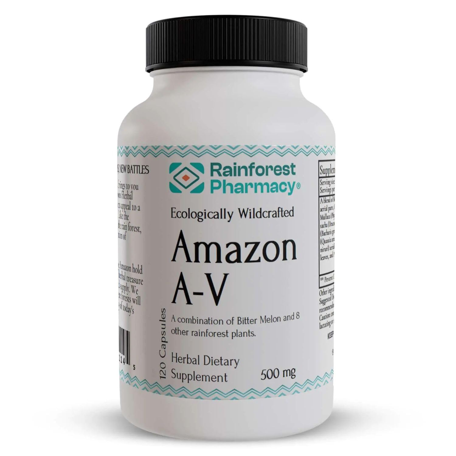 Rainforest Pharmacy Amazon A-V Bitter Melon Supplement – 120 Vegetable Capsules with 500 mg of Bitter Melon, Anamu & 7 Amazon Rainforest Plants – Herbal Supplement for Wellness Support - TrustMedUSA