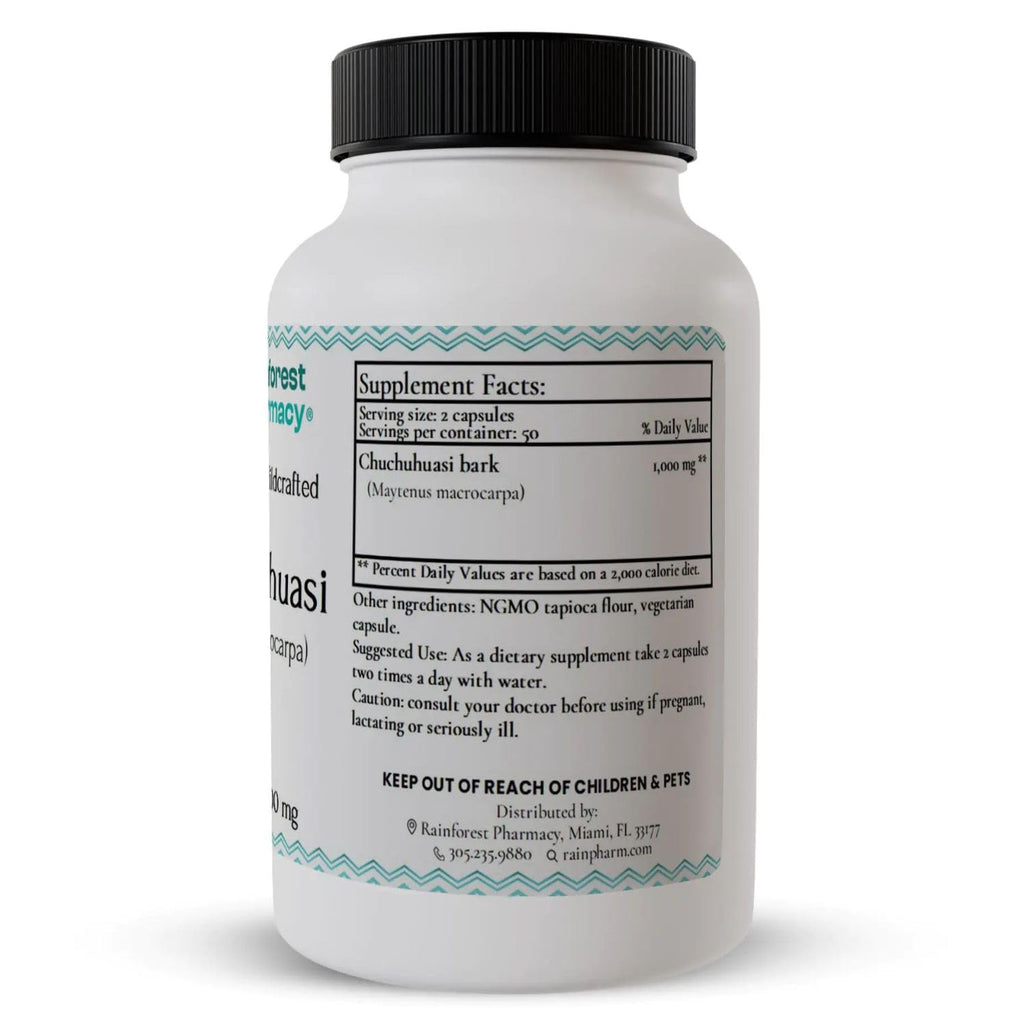 Rainforest Pharmacy Chuchuhuasi Herbal Supplement – 100 Vegetable Capsules, 500mg, Non-GMO, Sustainable, Ecologically Wildcrafted Amazon Rainforest Chuchuhuasi Bark - TrustMedUSA