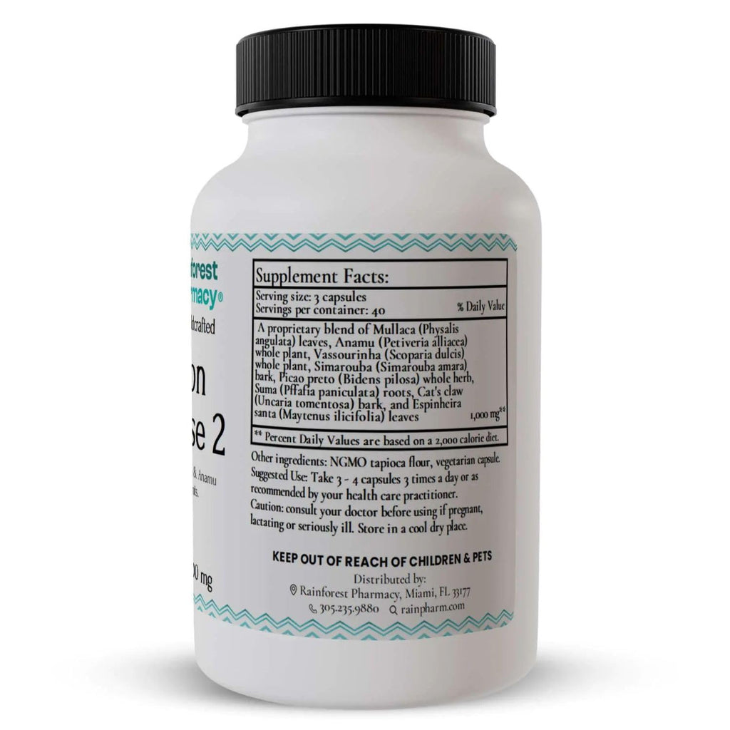 Rainforest Pharmacy N-Tense (2) Wildcrafted Amazon Rainforest Herbal Supplement to Support Cellular Health 500mg | 120 Vegetable Capsules with Mullaca, Anamu, Cat’s Claw, Suma - TrustMedUSA