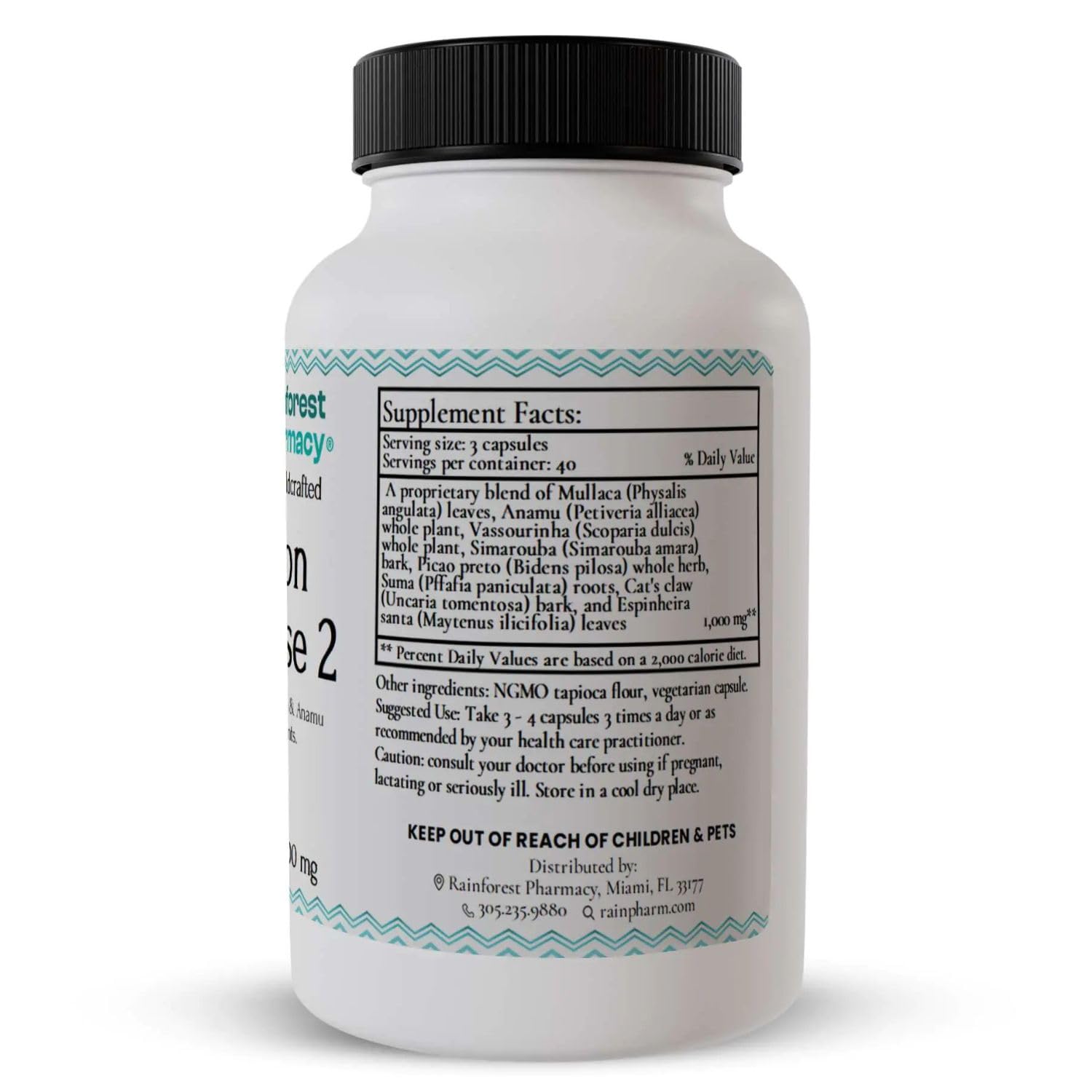 Rainforest Pharmacy N-Tense (2) Wildcrafted Amazon Rainforest Herbal Supplement to Support Cellular Health 500mg | 120 Vegetable Capsules with Mullaca, Anamu, Cat’s Claw, Suma - TrustMedUSA