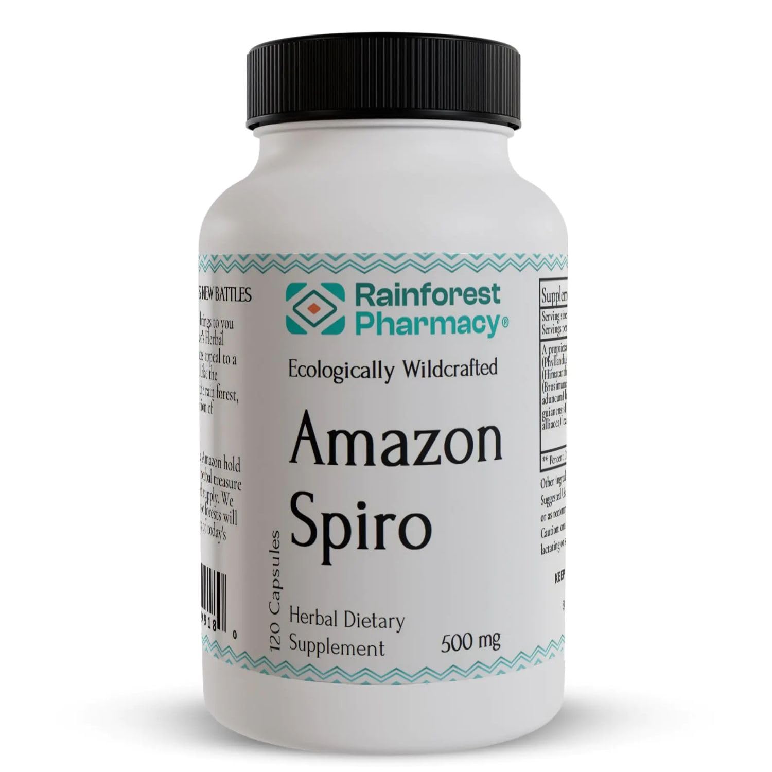 Rainforest Pharmacy Spiro Natural Herbal Supplement| 120 Vegetarian Capsules, 500 mg | Ecologically Wildcrafted Chanca Piedra & 5 Amazon Rainforest Herbs | Non-GMO - TrustMedUSA