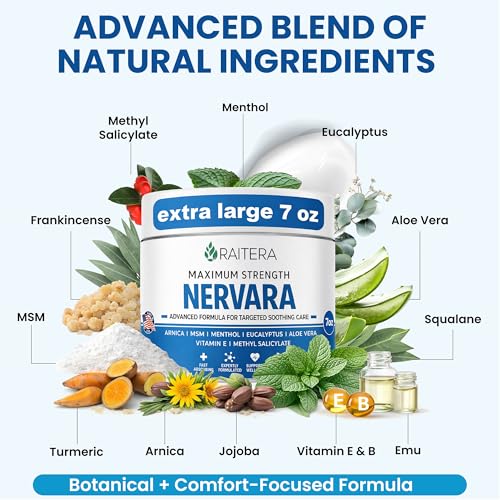 Raitera Neuropathy Cream – Extra Strength for Feet, Hands, Legs, Toes – Advanced Cooling Non-Greasy Fast Absorbing Formula - Natural Ingredients Frankincense, Arnica, Aloe Vera, Turmeric, MSM - TrustMedUSA
