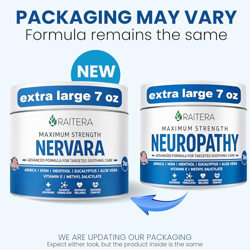 Raitera Neuropathy Cream – Extra Strength for Feet, Hands, Legs, Toes – Advanced Cooling Non-Greasy Fast Absorbing Formula - Natural Ingredients Frankincense, Arnica, Aloe Vera, Turmeric, MSM - TrustMedUSA