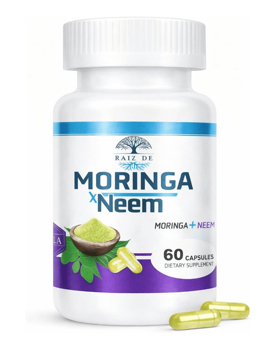 RAIZ DE Neem & Moringa Leaf Powder - 60 Capsules - Herbal Detox, Vegan, Non-GMO - TrustMedUSA