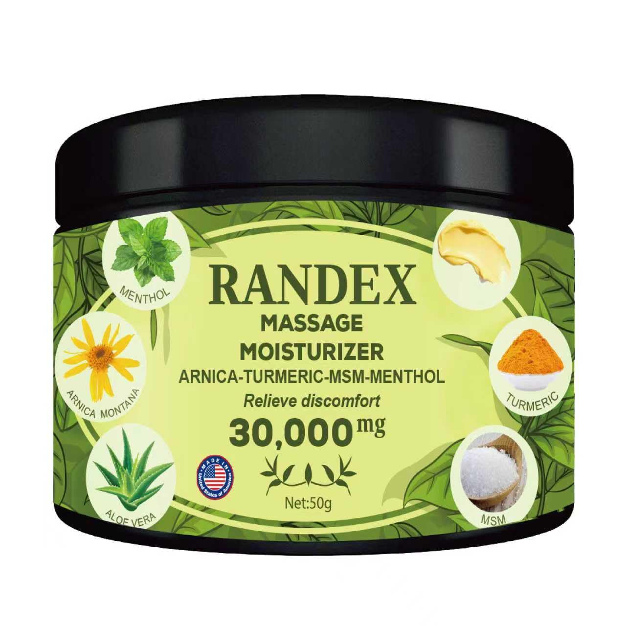 RANDEX 30000MG Organic Massage Moisturizer - Muscles,Joints,Knees, Shoulders,Body, Extra Strength- Natural - TrustMedUSA