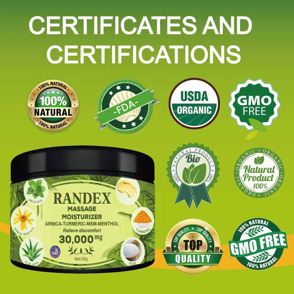 RANDEX 30000MG Organic Massage Moisturizer - Muscles,Joints,Knees, Shoulders,Body, Extra Strength- Natural - TrustMedUSA