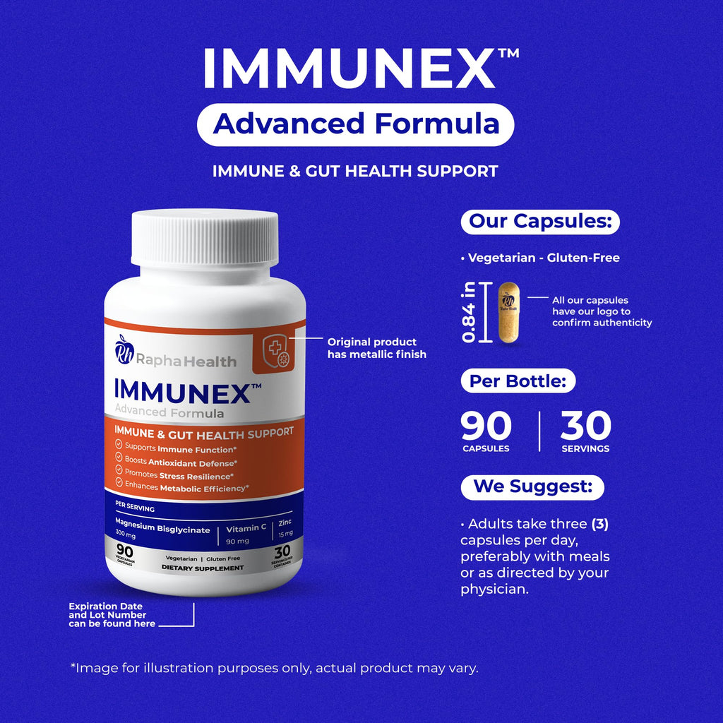 RAPHA HEALTH Immune 247 - Immune and Wellness Support | Gut & Antioxidant Booster | Magnesium, Selenium, Zinc, Vitamin C, Ashwagandha | 90 Capsules - 30 Servings - TrustMedUSA