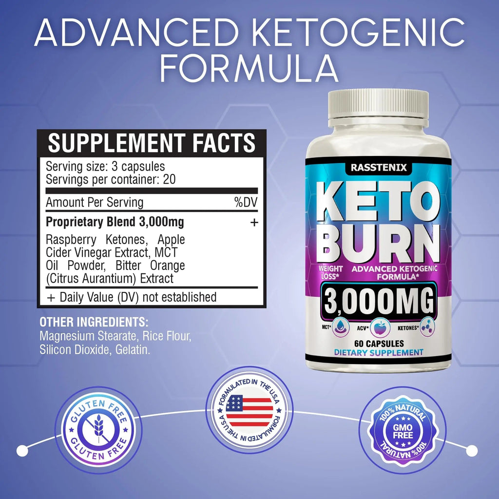 Rasstenix (2 Pack) Keto Pills - Lean Keto Diet Pills - Weight Fat Management Loss - TrustMedUSA