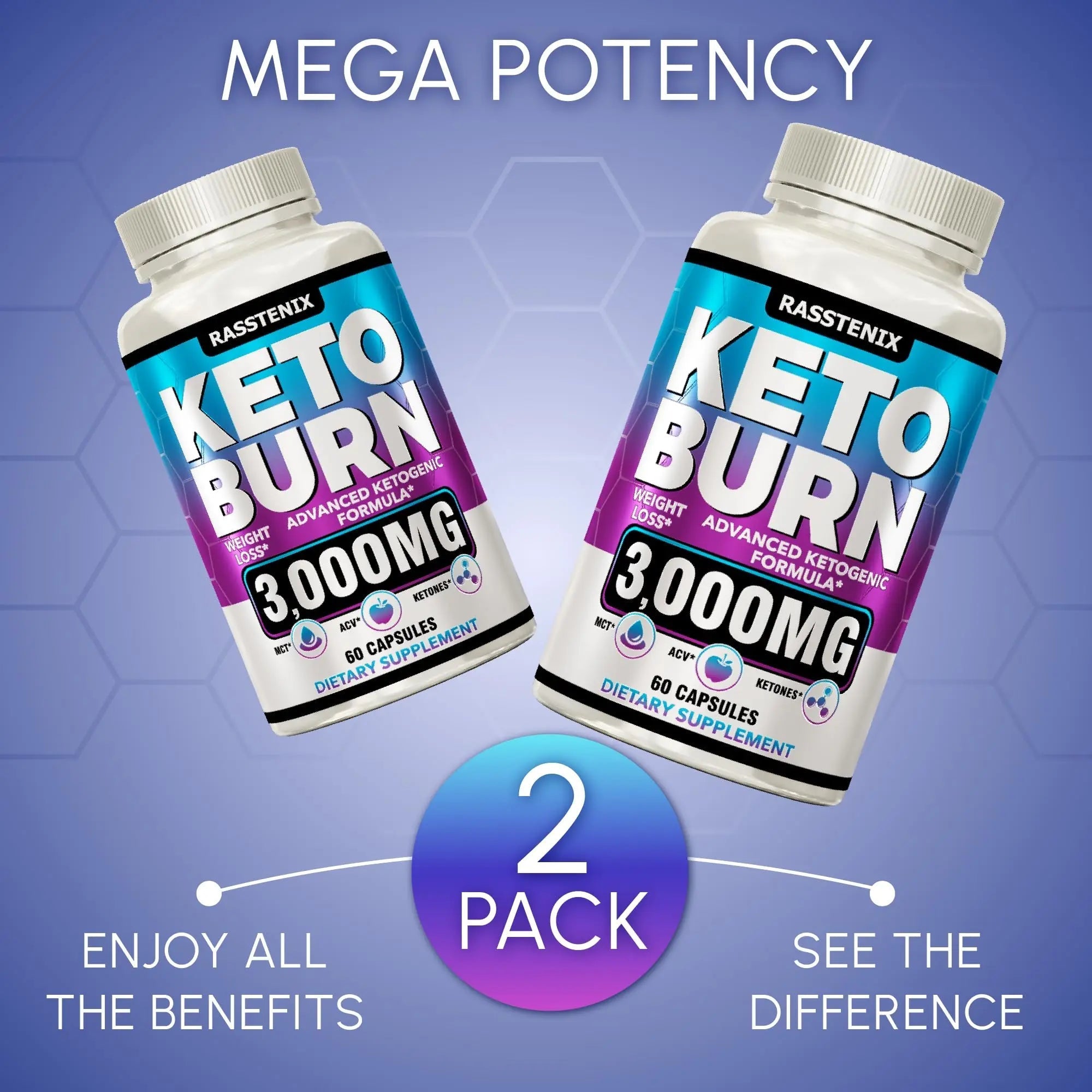 Rasstenix (2 Pack) Keto Pills - Lean Keto Diet Pills - Weight Fat Management Loss - TrustMedUSA