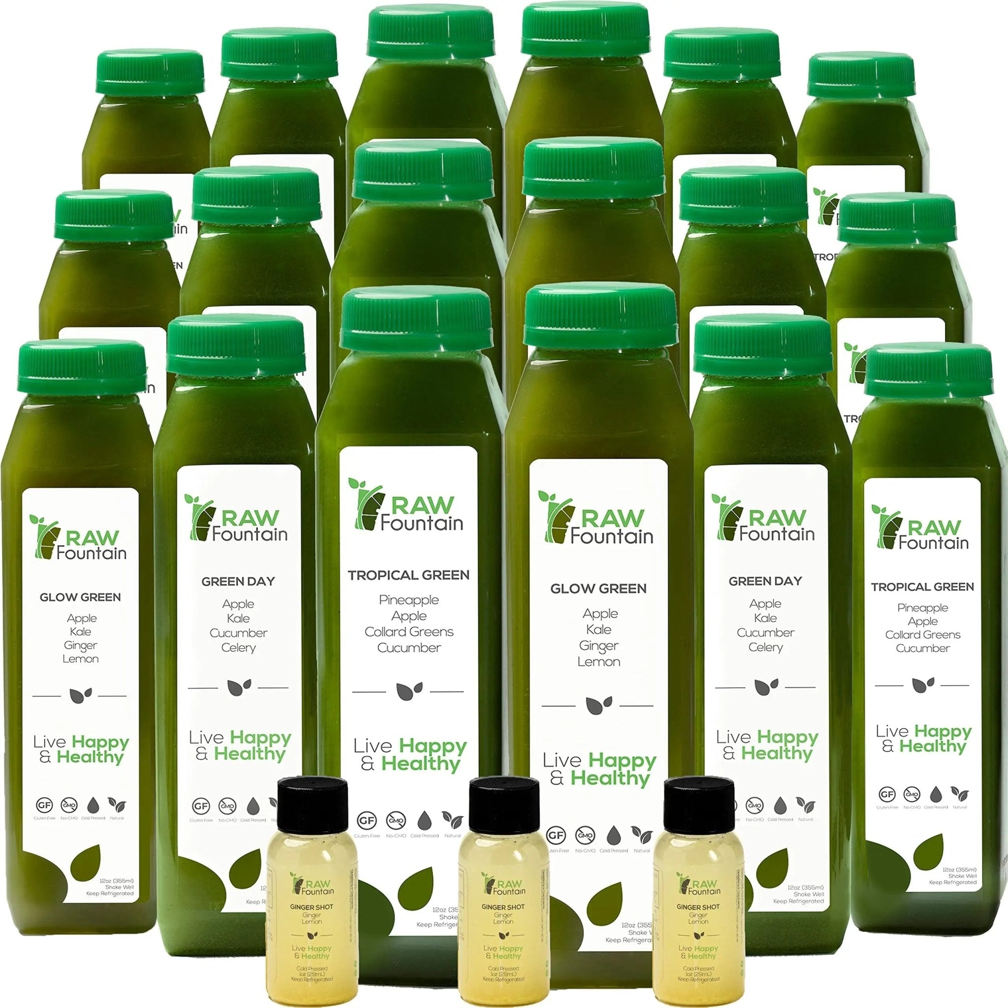 Raw Fountain 5 Day Green Juice Cleanse, All Natural Raw, Vegan Detox, Cold Pressed - TrustMedUSA