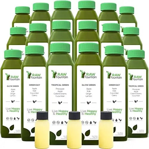 Raw Fountain 7 Day Green Juice Cleanse, All Natural Raw, Vegan Detox, Cold Pressed - TrustMedUSA