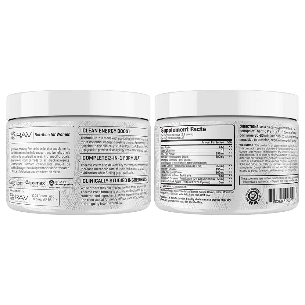 RAW Synergies Pre Workout Thermogenic Fat Burner Powder for Women and Men, - TrustMedUSA